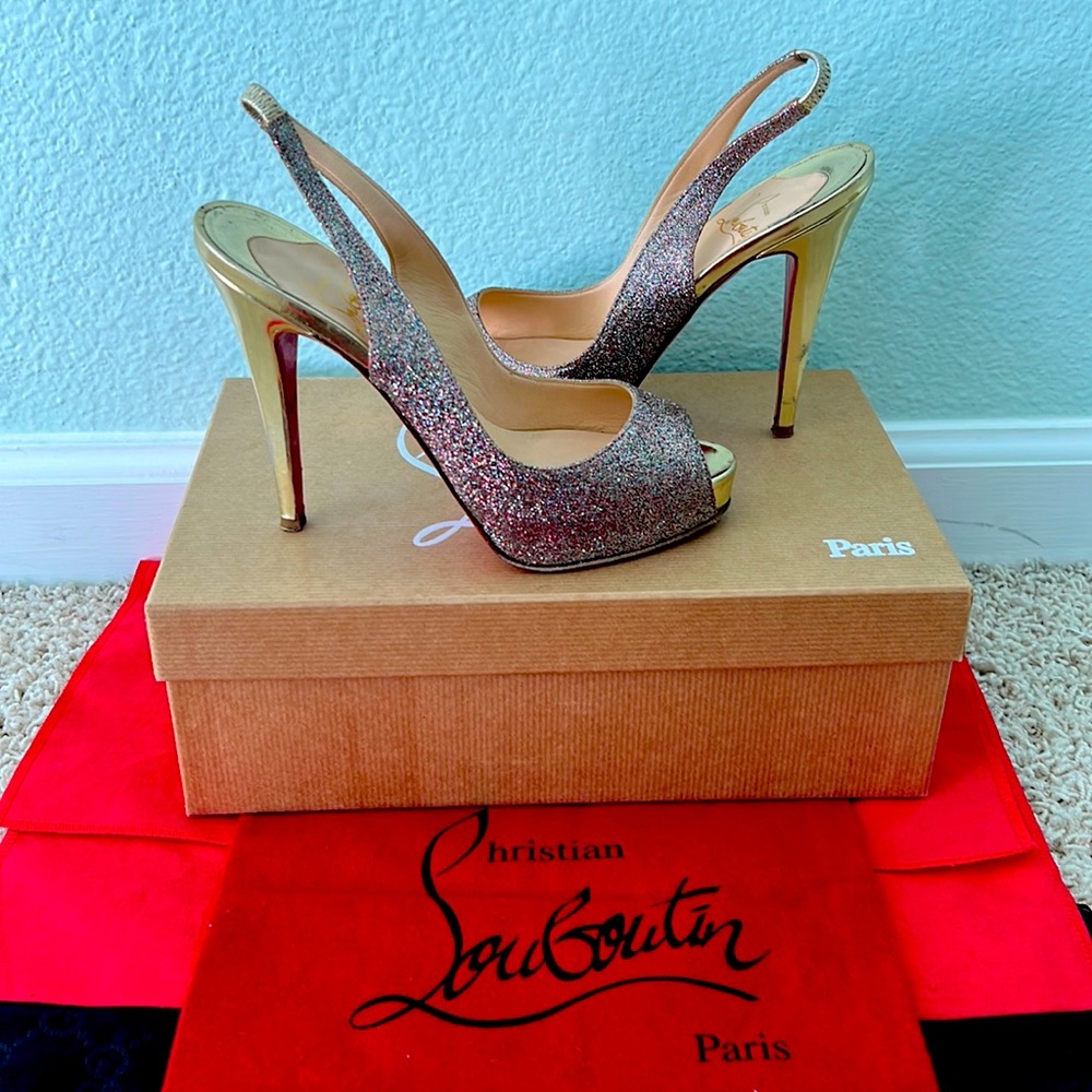 Christian Louboutin N•Prive Glitter Mini/Specchio high heel red bottoms